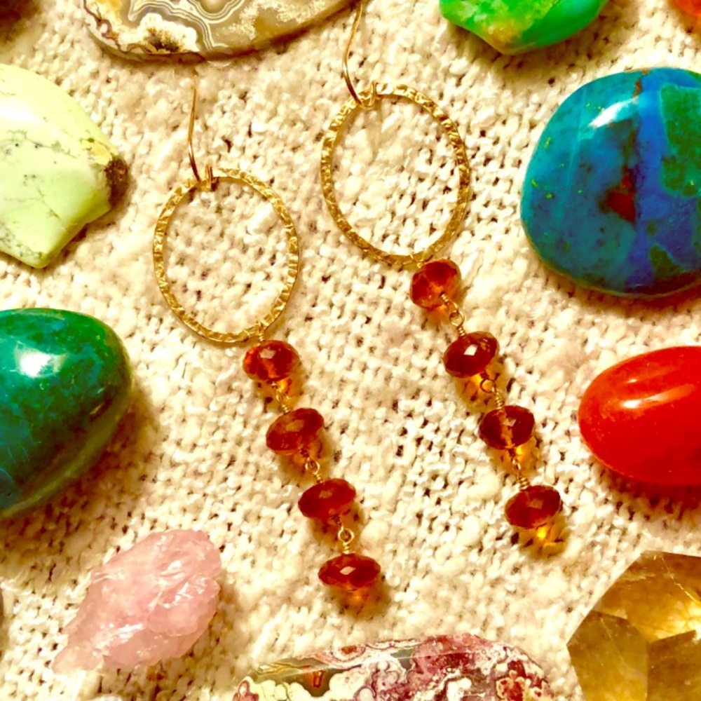 NWOT Artisan Genuine Amber Hoop Earrings - Picture 4 of 15